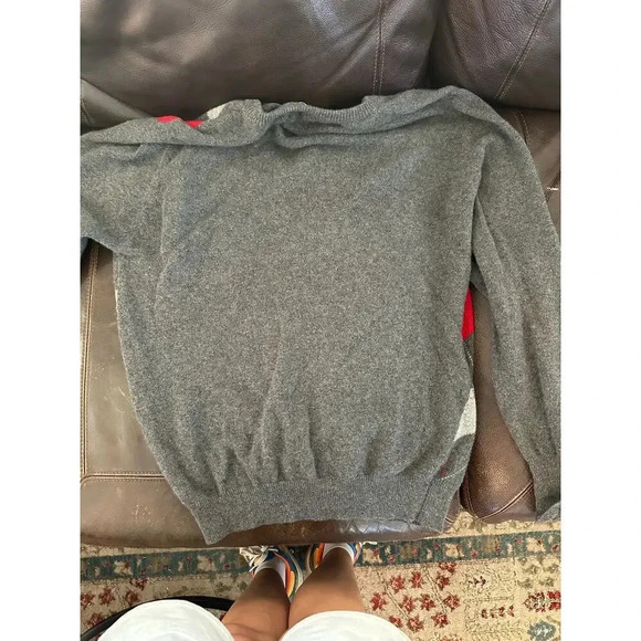 Crombie For Scoth House Gray & Red Checkered Cashmere mens Sweater size 48 - Picture 4 of 4